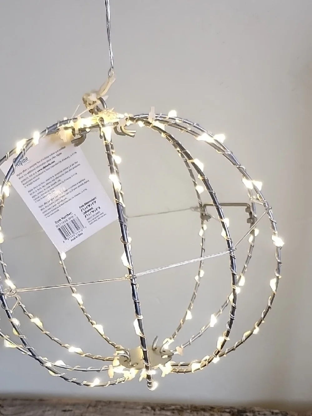 Hanging Wire Orb with Warm White String Lights